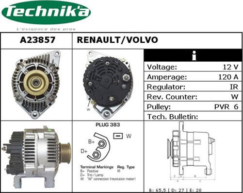 Technika A23857 - Alternator autospares.lv