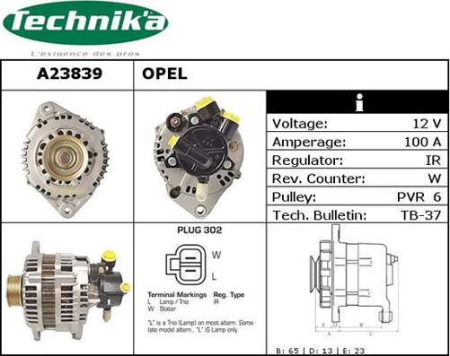 Technika A23839 - Alternator autospares.lv