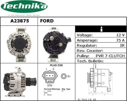 Technika A23875 - Alternator autospares.lv