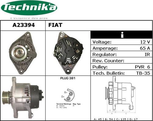 Technika A23394 - Alternator autospares.lv