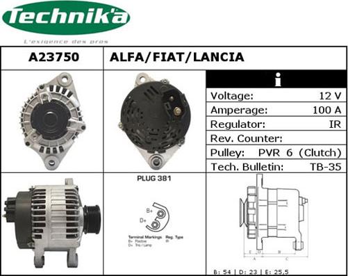 Technika A23750 - Alternator autospares.lv