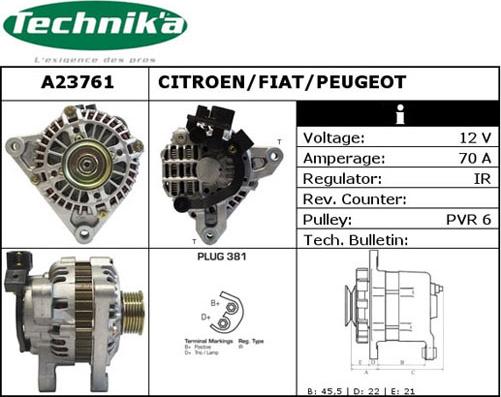 Technika A23761 - Alternator autospares.lv