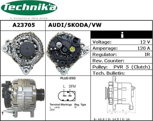 Technika A23705 - Alternator autospares.lv