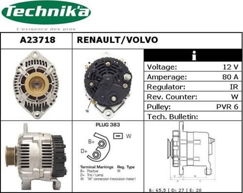 Technika A23718 - Alternator autospares.lv