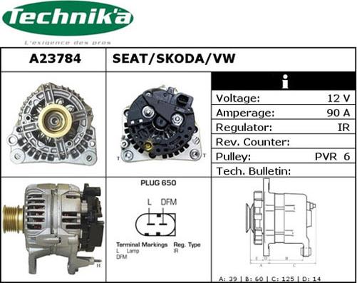 Technika A23784 - Alternator autospares.lv