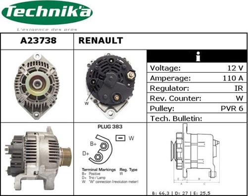 Technika A23738 - Alternator autospares.lv