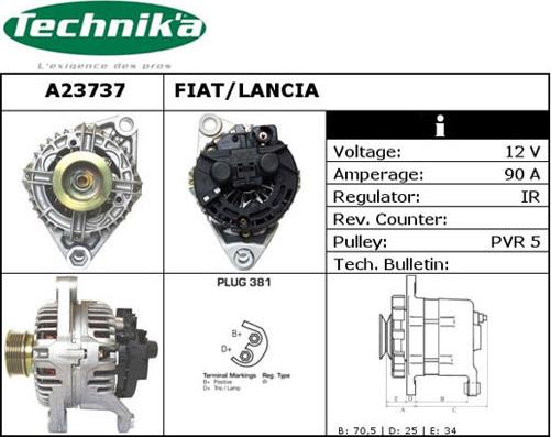 Technika A23737 - Alternator autospares.lv