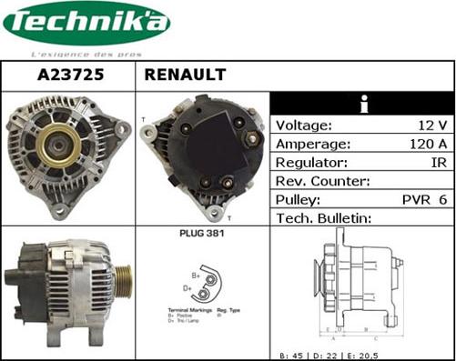 Technika A23725 - Alternator autospares.lv