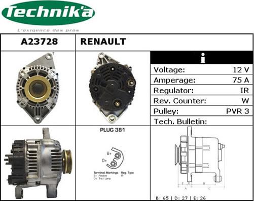 Technika A23728 - Alternator autospares.lv