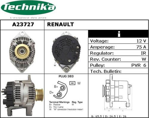 Technika A23727 - Alternator autospares.lv