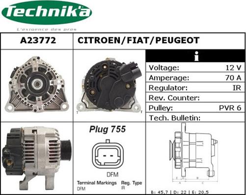 Technika A23772 - Alternator autospares.lv