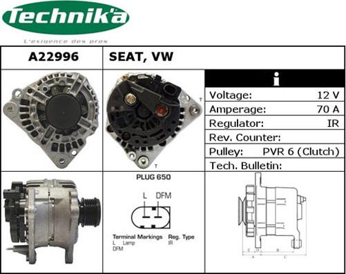 Technika A22996 - Alternator autospares.lv