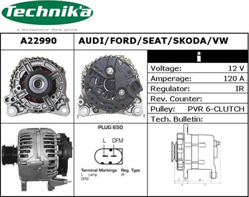 Technika A22990 - Alternator autospares.lv