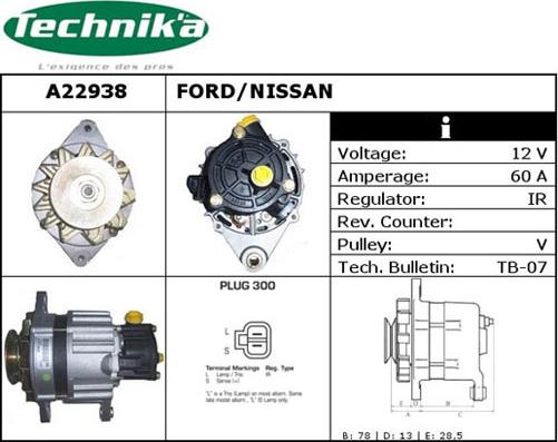 Technika A22938 - Alternator autospares.lv