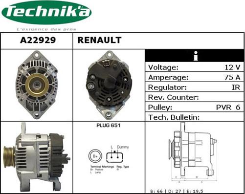 Technika A22929 - Alternator autospares.lv