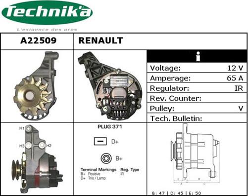 Technika A22509 - Alternator autospares.lv