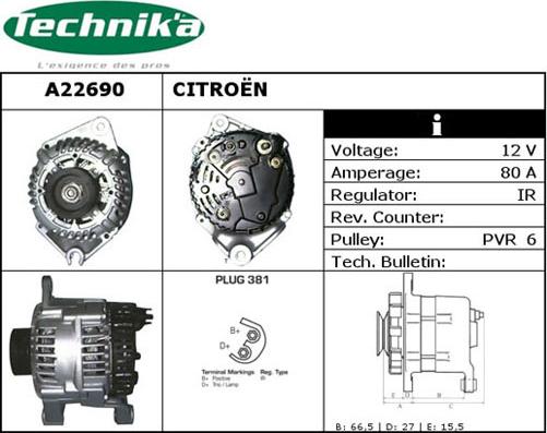 Technika A22690 - Alternator autospares.lv