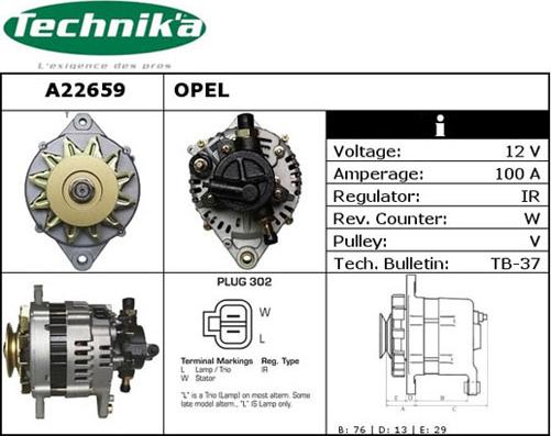 Technika A22659 - Alternator autospares.lv