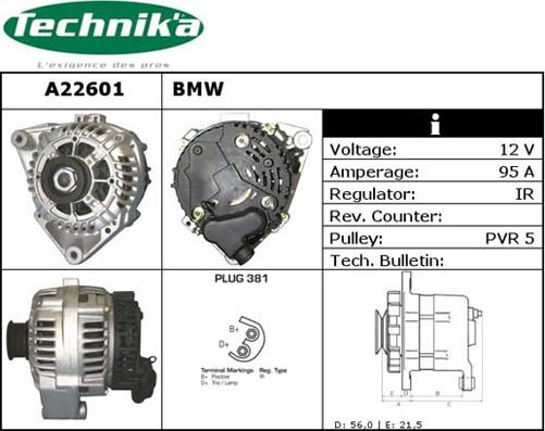 Technika A22601 - Alternator autospares.lv