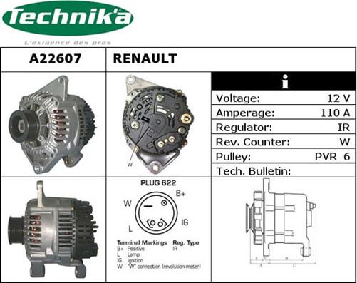 Technika A22607 - Alternator autospares.lv