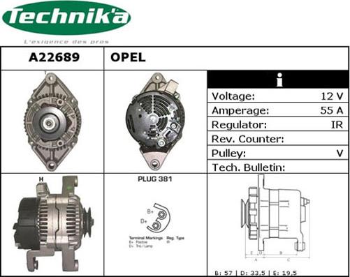 Technika A22689 - Alternator autospares.lv