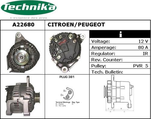 Technika A22680 - Alternator autospares.lv