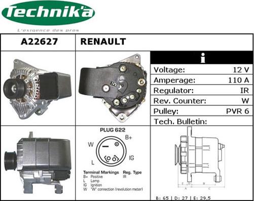 Technika A22627 - Alternator autospares.lv