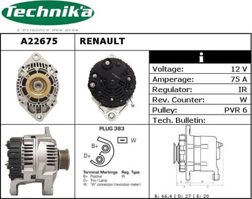 Technika A22675 - Alternator autospares.lv