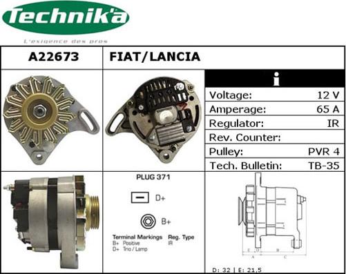 Technika A22673 - Alternator autospares.lv