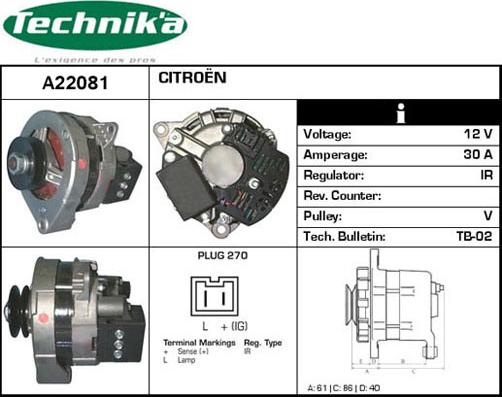 Technika A22081 - Alternator autospares.lv