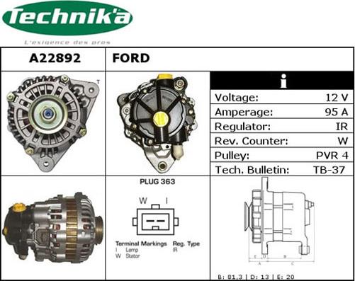 Technika A22892 - Alternator autospares.lv