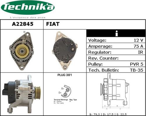 Technika A22845 - Alternator autospares.lv