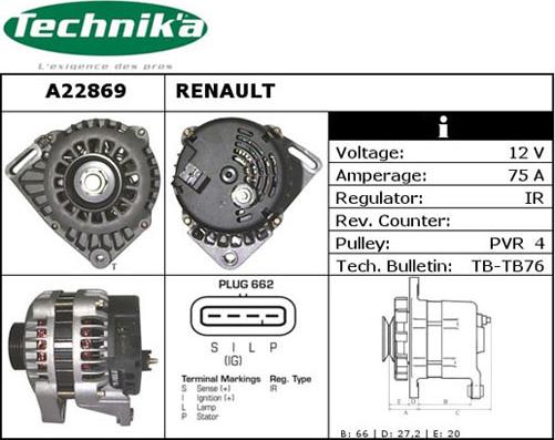 Technika A22869 - Alternator autospares.lv