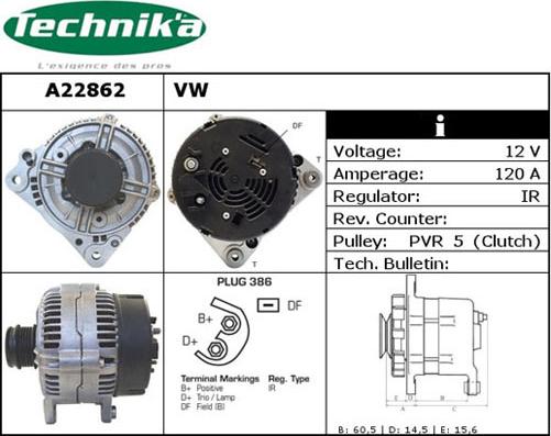 Technika A22862 - Alternator autospares.lv