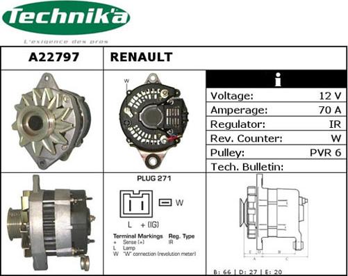 Technika A22797 - Alternator autospares.lv