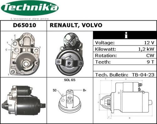 Technika D65010 - Starter autospares.lv