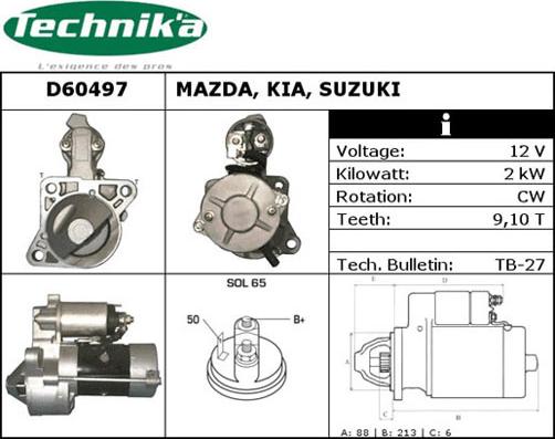 Technika D60497 - Starter autospares.lv