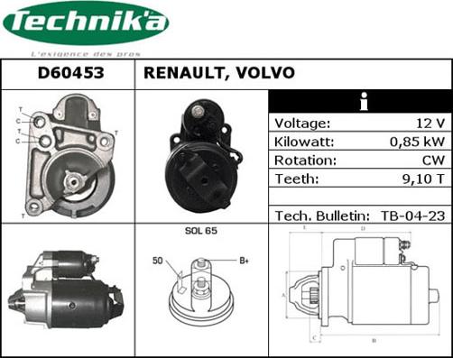 Technika D60453 - Starter autospares.lv