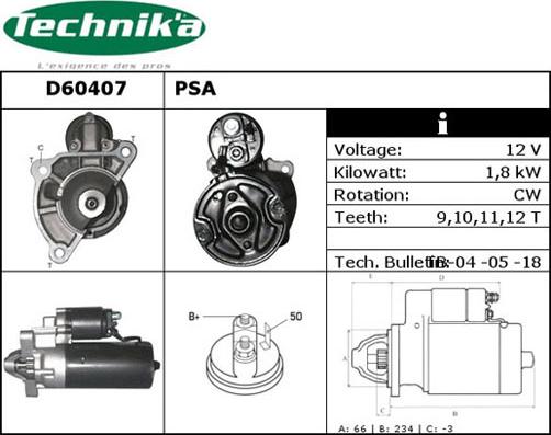 Technika D60407 - Starter autospares.lv