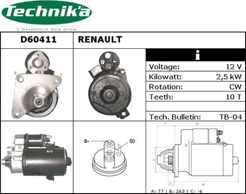 Technika D60411 - Starter autospares.lv