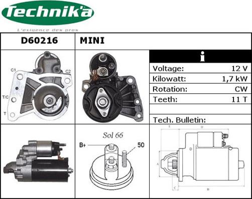 Technika D60216 - Starter autospares.lv