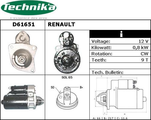 Technika D61651 - Starter autospares.lv