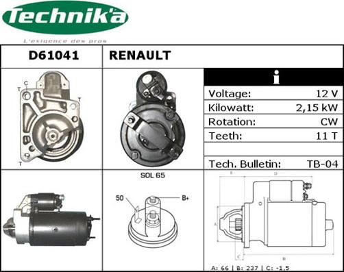 Technika D61041 - Starter autospares.lv