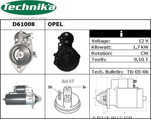 Technika D61008 - Starter autospares.lv