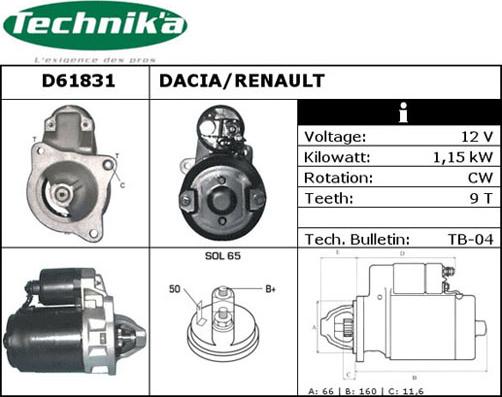 Technika D61831 - Starter autospares.lv