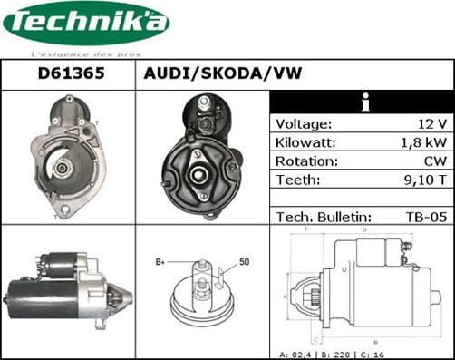 Technika D61365 - Starter autospares.lv