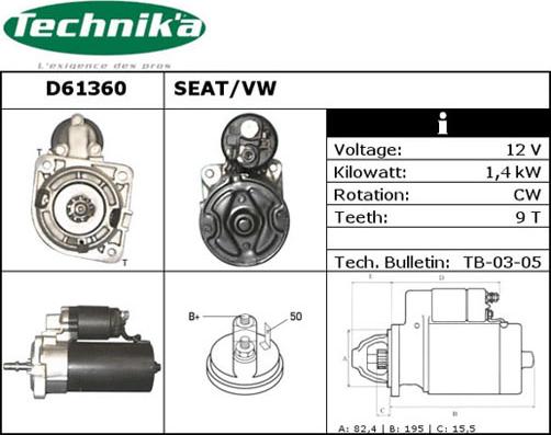 Technika D61360 - Starter autospares.lv