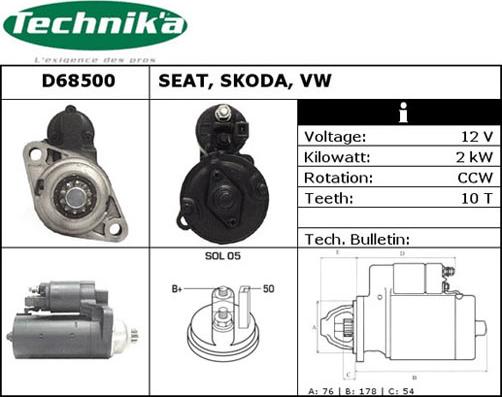 Technika D68500 - Starter autospares.lv