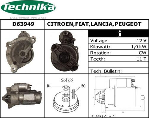 Technika D63949 - Starter autospares.lv