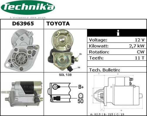 Technika D63965 - Starter autospares.lv